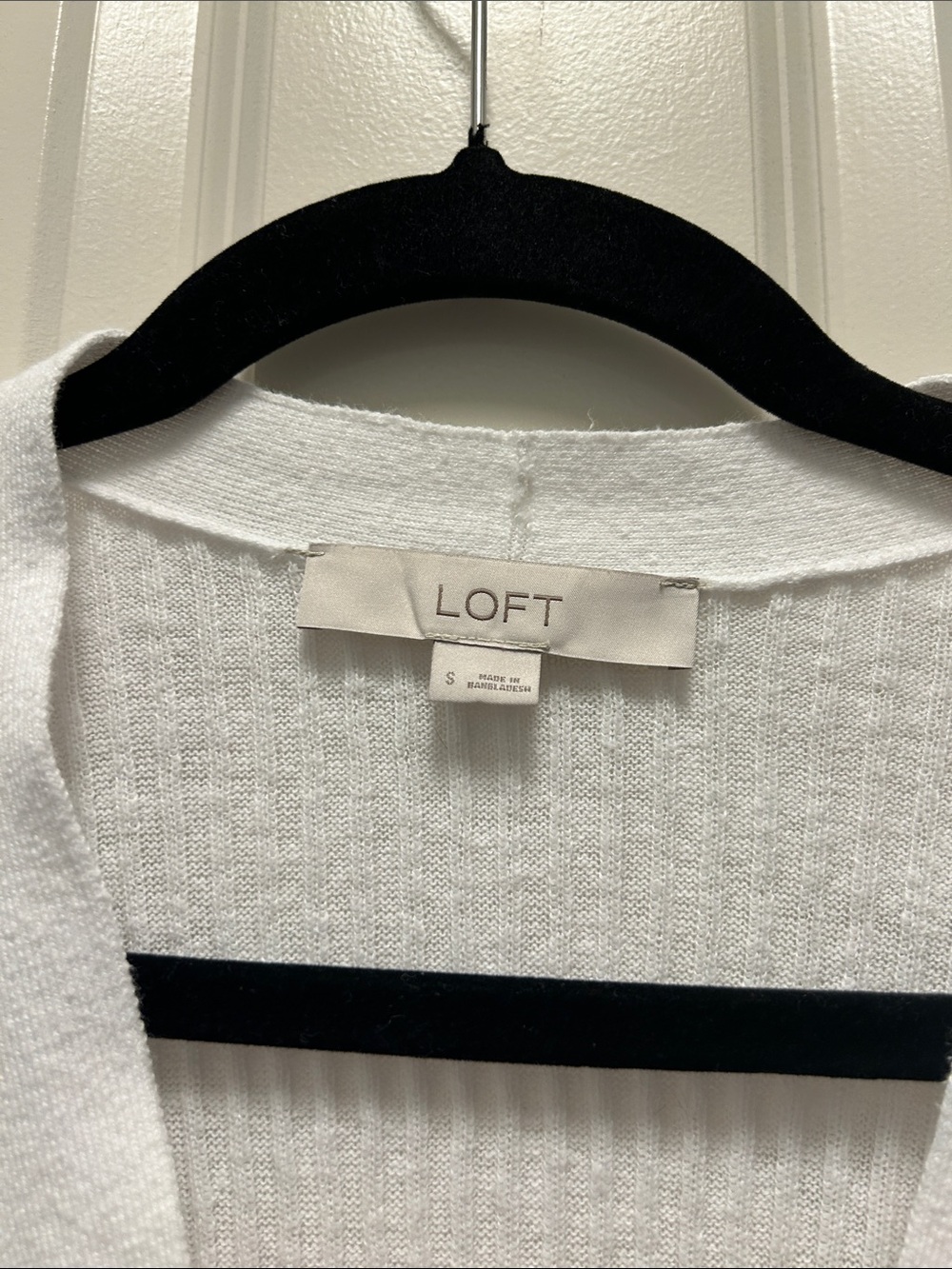 LOFT White Button-Front Lightweight Ribbed Cardigan - Picture 2 of 6